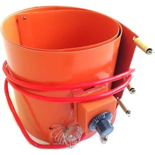 110v 2200w 250*1840*1.5mm Silicone Heating Pad for Oil Barrel with dial thermostat on pad 2000mm lead wire