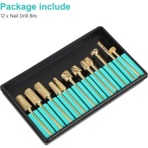 12PCS Electric Manicure Drill Bit Nails Art Tool Set Carbide Tungsten Steel Nail Drill Bit Kit Pedicure Rotary File Bits