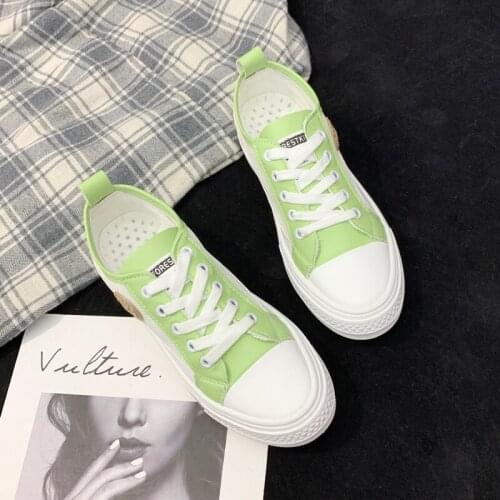 2020 New Fashion Sneakers Women Vulcanized Flat Mesh Breathable Canvas Shoes Ladies Lace-up Casual Walking Shoes W31-13