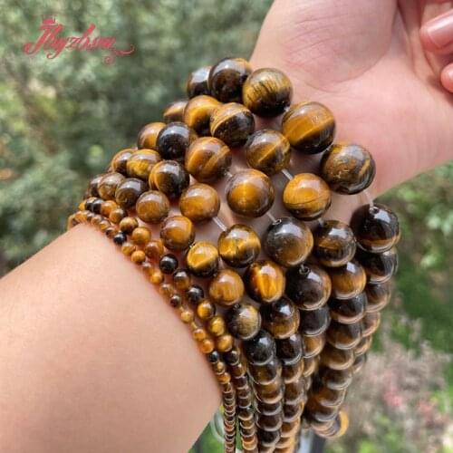 6/8/10/12mm Natural Tigers Eye Yellow Smooth Stone Beads Loose For DIY Necklace Bracelet Jewelry Making Strand 15"Free Shipping