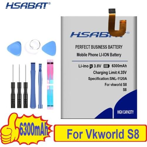 100% HSABAT 6300mAh Battery For Vkworld S8 MTK6750T free shipping + free tools