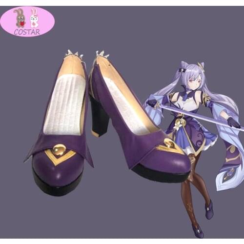 COSTARGenshin Impact Keqing Cosplay Shoes Boots Halloween Carnival Cosplay Costume Accessories women men size High heels