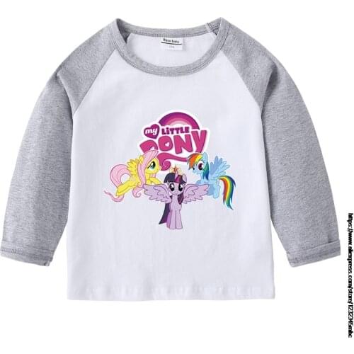 My Little Baby girl pony Autumn Children Boys T-Shirt Clothing Long Sleeve Kids T Shirt Cotton Kids Girls Tops Children Clothes