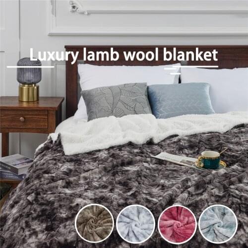Blankets for Bed Double Layer Thicken Plush Home Warmer Bedding Blankets Lamb Cashmere Thick Sofa Blankets Fleece Bedspread