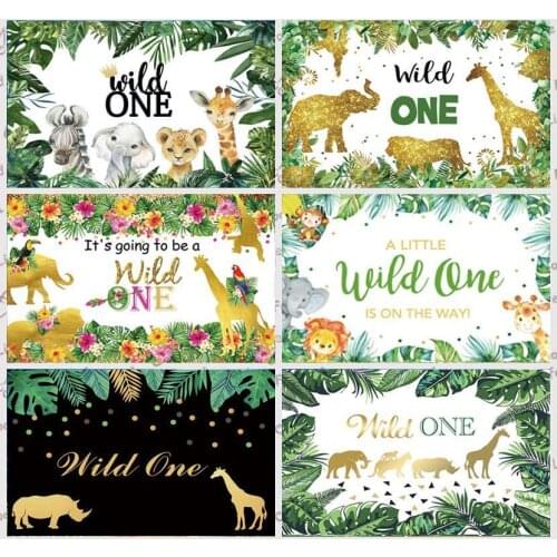 Jungle Safari Wild one Photography Backdrop Animal Baby Shower Birthday Party Custom Photo Studio Background Decor Banner Prop