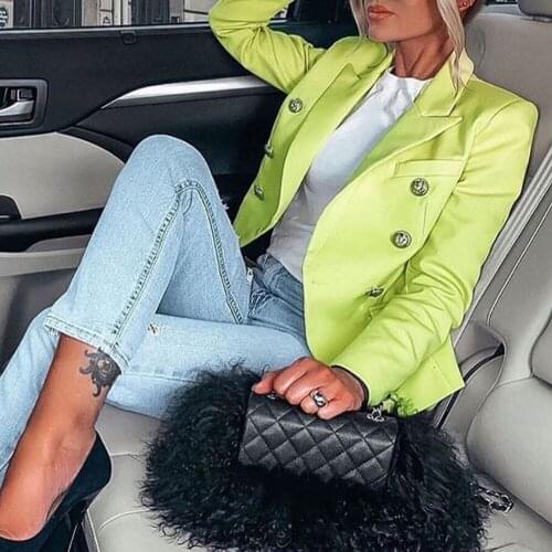 ZEBERY Y2K Elegant double breasted womens Blazers Casual blazers collar long sleeve Blazers coat Office Lady womens white coat