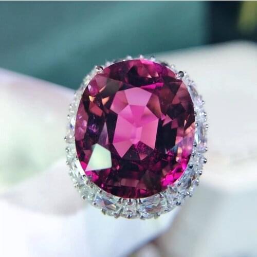 H126 Fine Jewelry Real 18K Rose Gold AU750 100% Natural Red Tourmaline Gemstone 18ct Female Rings for Women Fine Ring