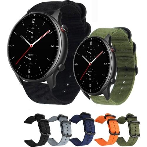 Canvas Nylon watch Strap For Xiaomi Huami Amazfit GTR 47mm Watch Band 22mm Wristband For Huami Amazfit GTR 2 Universal strap