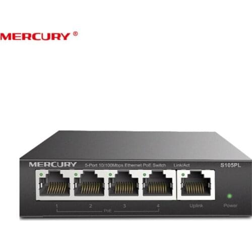 Mercury 5 Port 10/100Mbps Fast PoE Switch Power Over Ethernet Steel PoE AP IP Camera wilreless 53.5V / 65W Up 250m ( S105PL )