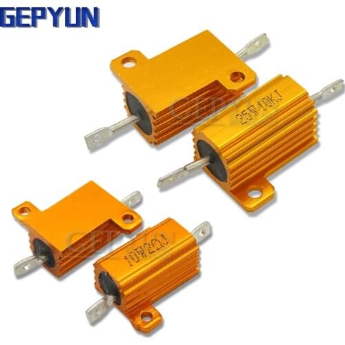1PCS 10W 25W Aluminum Power Metal Shell Case Wirewound Resistor 0.01 ~ 30K 1 2 3 5 6 8 10 20 100 150 1K 10K ohm Gepyun RX24