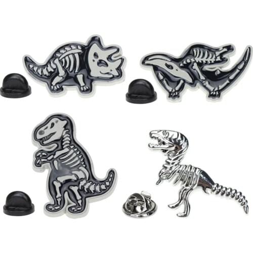 Kawaii skull animal black brooch metal decoration children clothes backpack dress dinosaur badge gift for friends