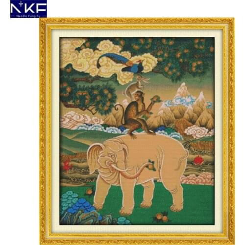 NKF The Four Lucky Animal Picture Pattern Handmade Craft Needlework Cross Stitch Embroidery Kit Cross Stitch for Home Decor