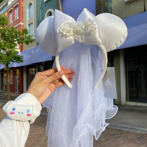 New Authentic Minnie Mouse EARS headband Wedding Veil Ears Bride