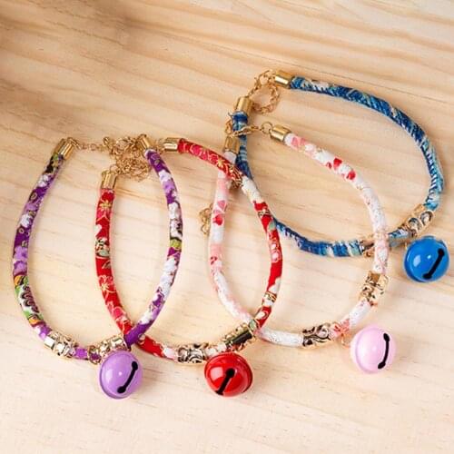 Pet Collar Cat Bell Collars Cat Bells Cat Adjustable Necklace Retro Shrinkable Elastic Band Bells Cat Nylon Collar Puppy Leashes
