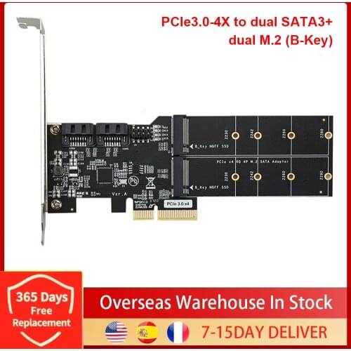 PCIE X4 Expansion Card PCIE 3.0 To Dual SATA 3 + M.2 Adapter Card ASM116 Chip 6Gbps Adapter For 2230 2242 2260 2280 SSD CHIA Rig