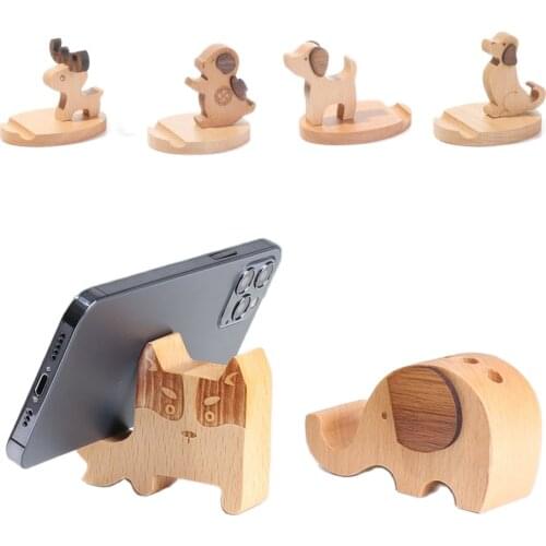 Solid Wood Animal Storage Bracket Craft Home Mount Mobile Phone Holder Car Mobile Stand Desk Laptop Switch Storage Stand