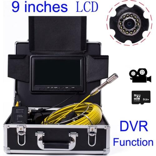 9'' LCD Industrial Camera Inspection Drain Pipe Sewer Endoscope Video Recorder 23MM Lens 20M Cable