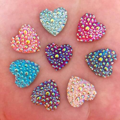 New 20pcs Mix 16mm AB Resin Heart Bubble Flatback Rhinestone Wedding DIY Buttons F296