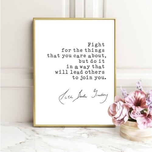 Ruth Bader Ginsburg RBG Quotes Canvas Print Book Lovers Gifts Feminist Poster Minimalist Painting Womans Bedroom Wall Art Decor