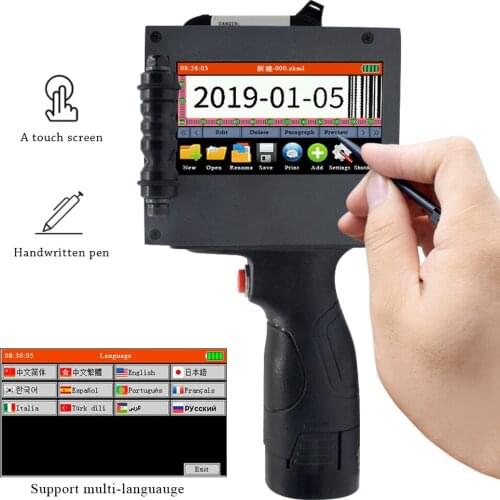 Touch Screen Handheld Portable Printer Mini Inkjet Label Print Machine Intelligent USB QR Code Inkjet Label Printer 2-50.8mm