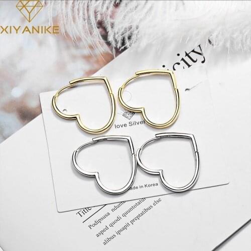XIYANIKE 925 Sterling Silver New Trendy Elegant Heart Stud Earrings For Women Korean Style Charming Simple Ear Hoops Jewelry
