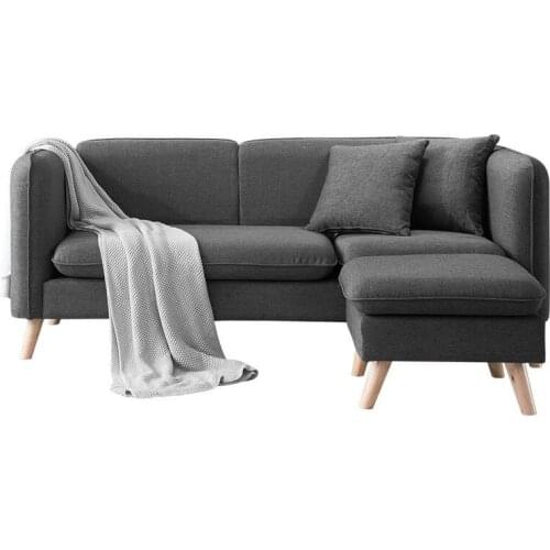 Karois 6222 nordic Fabric Small Apartment Sofa Apartment Rental Room Living Room Double Triple Solid Wood Sofa