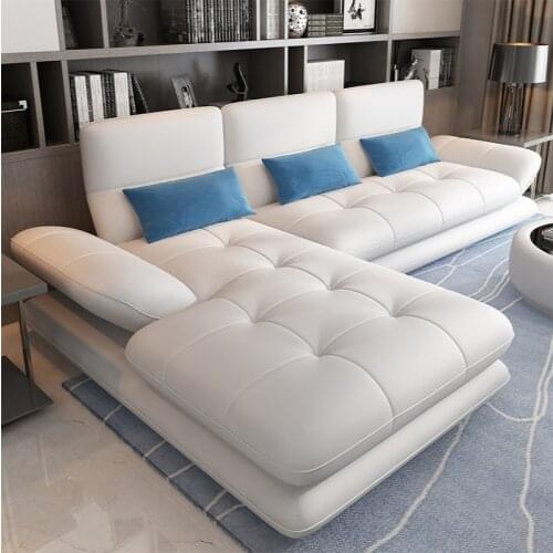 Modern leather sofa combination First layer cowhide size apartment Corner simple living room Nordic leather art sofa
