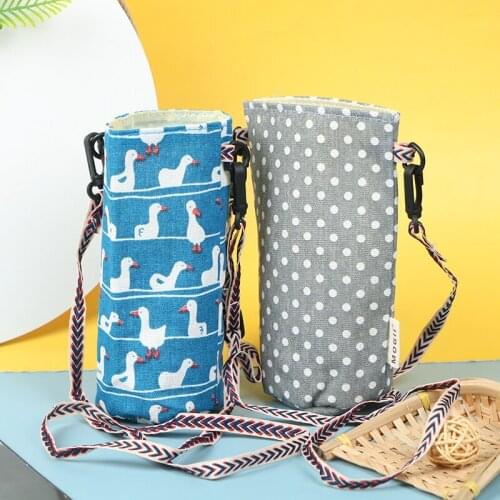 1PC Fashionable Handle Shoulder Crossbody Mug Bag Bottle Holder Adjustable Portable Cotton Mug Holder Bag 19cm * 7cm
