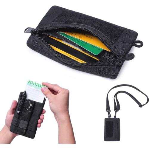 Tactical Wallet Card Bag EDC Molle Pouch Purse Waterproof Travel Zipper Waist Pack Multifunctional Key Card Pouch Accessory Bag
