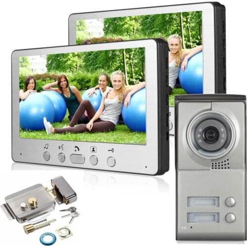Villa Apartment Door bell 7"Inch Video Door Phone Doorbell Intercom System Access Control 1 Camera 2 Monitor
