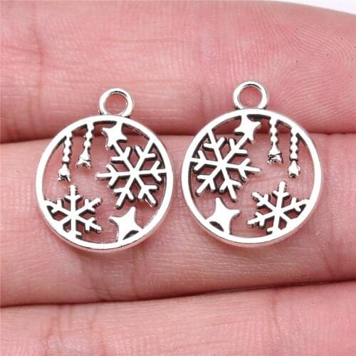 WYSIWYG 20pcs Charms 19x16mm Snowflake Charms For Jewelry Making DIY Jewelry Findings Antique Silver Color Alloy Charms Pendant