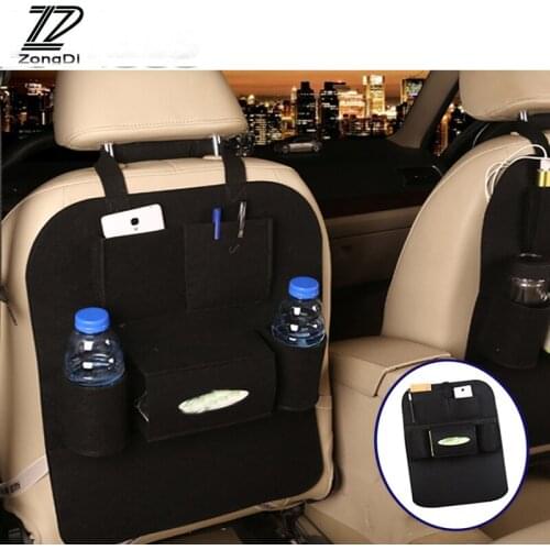 ZD Car Accessories For Renault Megane 2 3 Duster VW Touran Passat B6 Golf 7 T5 T4 Fiat 500 Rear Seat Back Hanging Organizer Bag