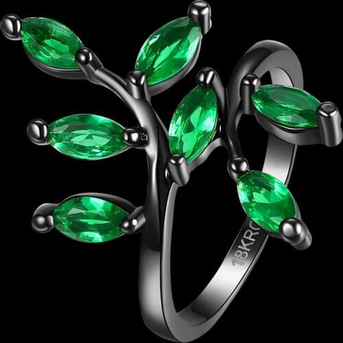 Unique Design Fashion Oval Cubic Zircon Crystal Party Rings For Female Black Gold Color Engagement Ring For Woman