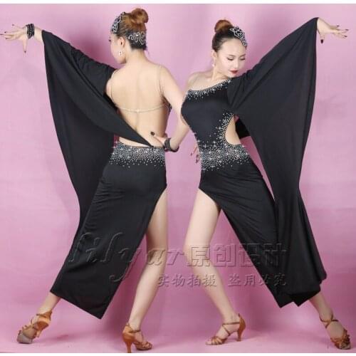 New Hot Latin Dresses For Women Dress Dance 2019 Black Oriental Belly Costume Tango Dress Stage Performance Latin Dress BL1892