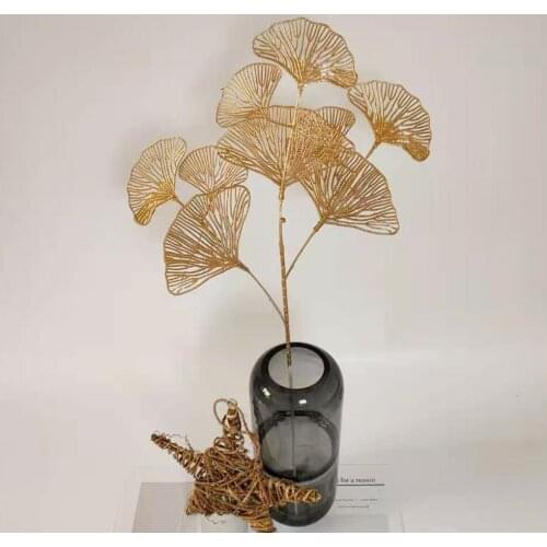 1 Set Artificial Flower Bright-colored Wide Application Plastic Handmade Fake Ginkgo Biloba Leaf for Home