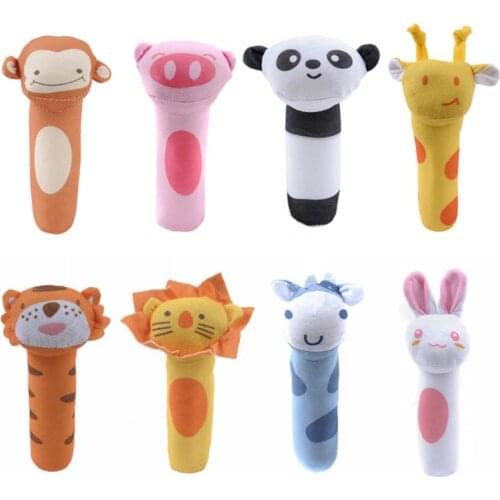 1pcs Baby Rattles BB Sticks Soft Cow Plush Doll Crib Bed Hanging Hand Catches Animal Toy Doll Soft-colored Fabrics Kids Toy
