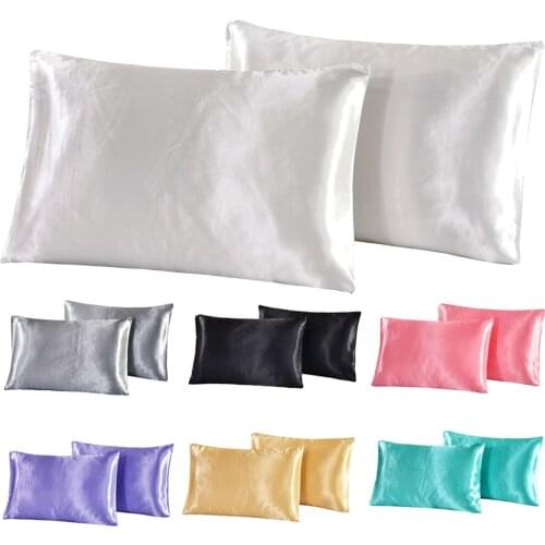 1Pc Queen Satin Silk Pillowcase Pillow Case Cover Home Bedding Smoothy Pillow Rectangle Bedding Pillow