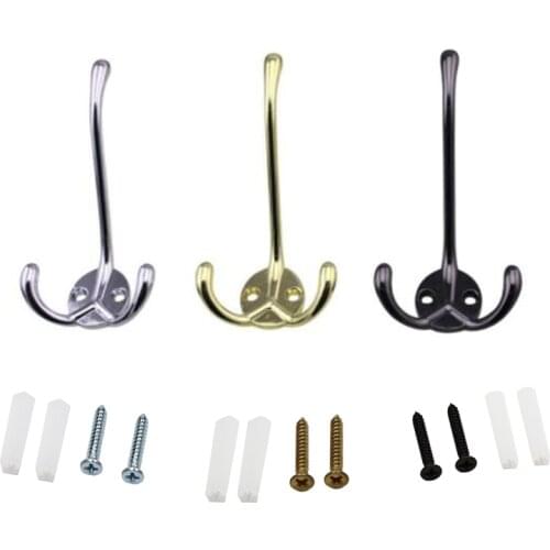1Pcs Coat Hooks Wall Mounted Wall Mounted for Hat hardware Dual Prong Retro Coat Hanger with Screws Coat Hat Hook