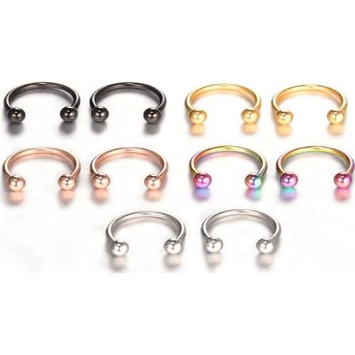1PC Titanium Horseshoe Nose Septum Rings Circular Piercing Ear Cartilage Tragus Nipple Lip Eyebrow Sexy Body Jewelry For Women