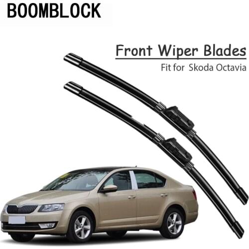 BOOMBLOCK 2pc Car Windshield Rubber Wiper Blades Arm Kit For Skoda Octavi 2017 2016 2015 2014-2004