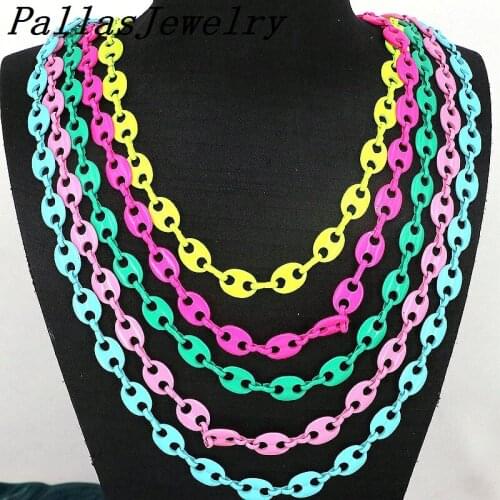 5Pcs, Enamel Color Coffee Bean Beads Link Chains fashion Jewelry Women Bracelet Necklace Adjustable