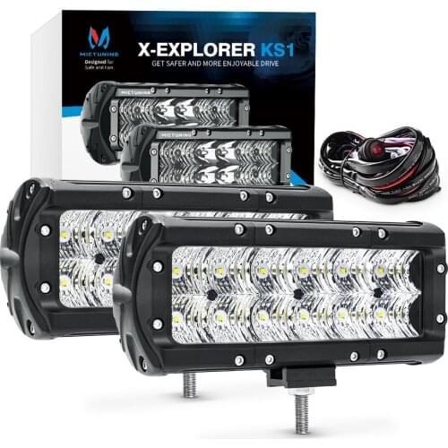 MICTUNING 7 Inch Car Led Light Bar Offroad Flood Worklight 10-30V 36W LED Work Lights for Vehicle Truck Boat Tractor 4x4 SUV ATV