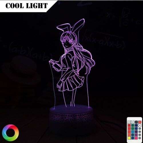 Anime Waifu Mai Sakurajima Led Night Light for Bedroom Decor Mai Light Gift for Friend Sakurajima Bunny Girl Led Lamp Anime Gift