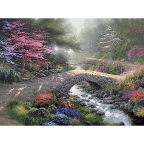 Free shipping! Bridge Of Faith Thomas Kinkade HD Canvas Print Living Room Bedroom Wall Pictures Art Painting Home Decoration