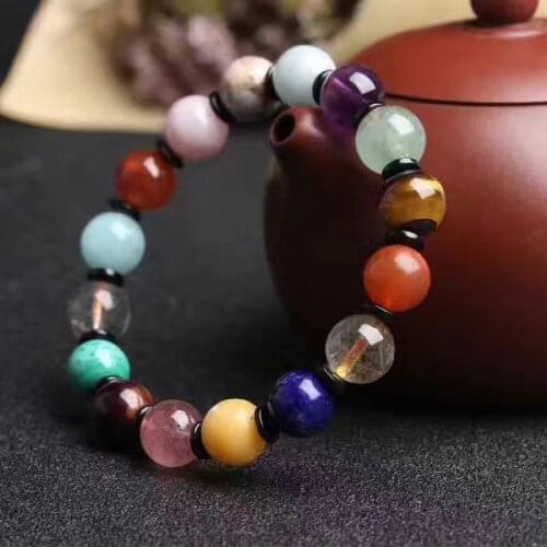 Natural Colorful Polychromatic Stone Jades Bracelets 8mm/10mm Round Beads Bracelet Bangles Gift for Women Birthday Stone Jewelry