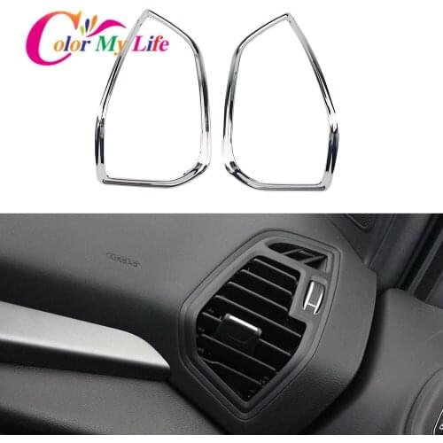 Color My Life 2Pcs/Set Car ABS Chrome Side Dashboard Air Vent Outlet Trim Cover Frame Sticker for Ford Kuga Escape 2013 - 2015