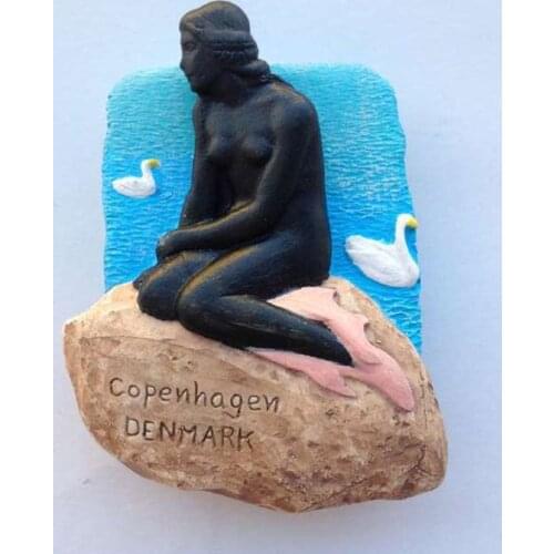 Denmark Mermaid High-grade 3D Fridge Magnets World Travel Souvenirs Refrigerator Magnetic Sticker Home Decoration