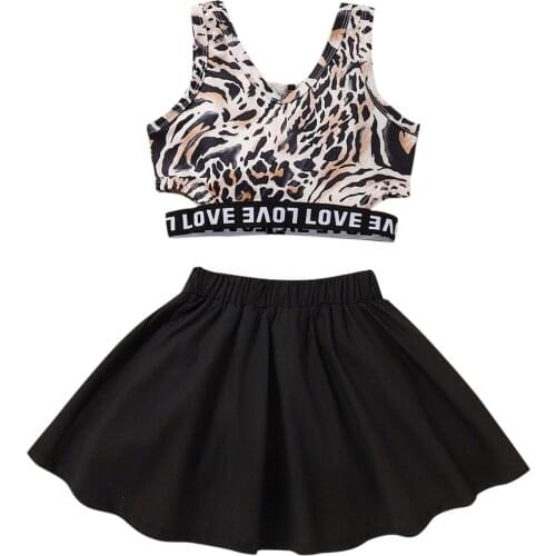 Kids Clothes Girls Summer Sport Casual Leopard Print Princess Vest Skirt 2pcs Girl Sets For 2-7 Years Комплекты Одежды