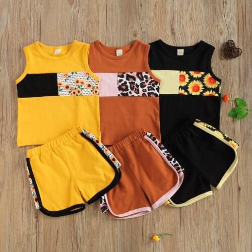 Children Baby Boys Summer Sport Suits 2pcs Tank + Shorts Sunflower Print Casual Infant Toddler Outdoor Tracksuits Kids Clothing