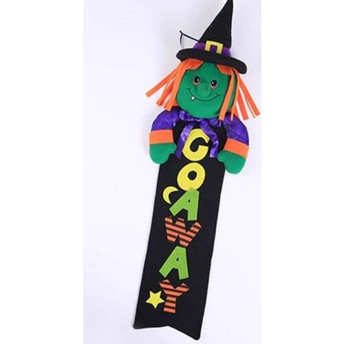 Felt Cloth Hanging Flag Halloween Flag Cartoon Felt Cloth Mall Store Window Hanging Ornaments Pumpkin Witch Halloween Elements
